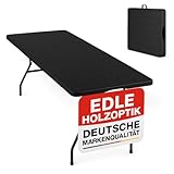Onbest Holz Optik Klapptisch groß - Gartentisch klappbar, Buffettisch, Campingtisch für 6 Personen – aus robustem Kunststoff/Alu –Tisch mit Holzstrukur für drinnen & draußen - Klapp