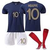 Generisch 22/23 Frankreich Fußballtrikot，Hause/Auswärts Fußball Trikots Shorts Socken Set, Erwachsene/Kinder Fussball Jersey Trainingsanzug，Frankreich Trikot für Junge H