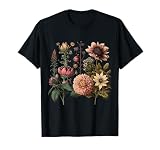 Vintage inspirierte Blumenbotanische Diagramm Naturalisten Männer Frauen T-S