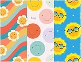 Heko Panels Stoff Panel Wasserdicht Mit 3 Mustern Canvas-Stoff Polyester Stoff Zum Nähen Nähstoffe Dekostoffe Wasserabweisend Blickdicht 121,5 x 153 cm Sonne Smiley