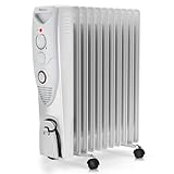 Pro Breeze 2500W Ölradiator energiesparend - Elektro Heizkörper mit 11 Rippen, integrierter Zeitschaltuhr, 3 Heizstufen, regulierbaren Thermostat und Sicherheitsabschaltfunk