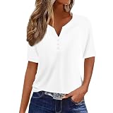 Blusen & Tuniken für Damen Sport Tshirt Damen Fitness Sport Shirts für Damen Damen T-Shirt Shirts Damen Sommer Bluse 3/4 Arm Damen Bluse Kurzarm Bluse Weiße Bluse Damen Damen Weiß XL