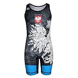 Extreme Hobby Kinder Wrestling Trikot Poland CAMO, Leotard Singlet Vest Kids Bodysuit Atmungsaktiver Material, Ringer Trik