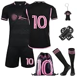 Fussball Trikot Kinder, Schweißabsorbierenden Fußball Trikot Trainingsanzug Shirts Shorts Socks und Schlüsselanhänger, Hause/Auswärts Fußballtrikot für Kinder Jung