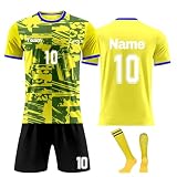 Generisch Personalisierte Fussball Trikot Shorts Socken Set Jungen, Fußball Trikot Kinder, Fußball Trikot mit eigenem Namen Nummer und Log