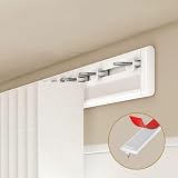 Selbstklebende Gardinenstange, Decken- oder Wandhalterung, 4 m, Schieberaumteiler für Schlafzimmer und Badezimmer, einfache Installation, Seite, weiß, vielseitig und langlebig