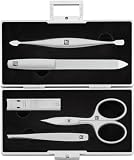 ZWILLING Maniküreset (5 Teilig, Aluminium Case für Nagelpflege und Pediküre, Samt Inlay mit Kompakt-Nagelknipser), Premium, Schw