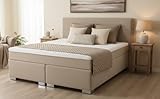 M.K.F. Boxspringbett Rom II 160x200 cm Beige Creme Cream Verschiedene Stoffe Matratze mit Tonnentaschen und Topper 160 x 200 cm Härtegtrad H2 H3 160x200