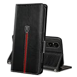 MAMA MOUTH Hülle für Sony Xperia 1 VI, Magnet Leder Kartenfach Handyhülle, Klappbar Wallet Tasche Xperia 1 VI Schutzhülle, Flip TPU Bumper Silikon Cover, Stoßfeste Case für Sony Xperia 1 VI Schw