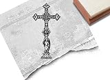 Stempel Motivstempel KREUZ Kirchenkreuz - Bildstempel Religion Gott Glaube Kirche Ostern Taufe Kommunion Trauer Beileid, Trauerstempel - zAcheR-fineT (groß ca. 33 x 66 mm)