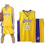 Qkydky Kleine Jungen 2er-Set Basketball Trainings Ärmellos Trikot und Hose,Little Boys Basketball Training Sleeveless Jersey and Trousers,1 Oberteil + 1 Hose(Gelb,L,für 7-8 Jahr)