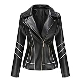 Schlanke Damen Lederjacke Mantel - Lederjacke Retro Slim Kurze Jacke Damen Mantel Wasserfall Schnitt Stitching Solide Jacke Apart Fashion Mantel Outdoorjacke Damen Wasserdicht Atmungsak