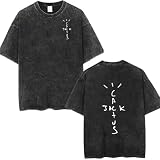 Kurzärmliges Travis Scott Tour T Shirt Mit Cartoon Print, Sommer Kinder Retro Version Sweatshirt Herren Und Damenmode T Shirt S~3XL-Black 1||S