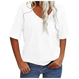 Generisch Damen-Tshirt mit V-Ausschnitt, halber Arm, leger, lockere Passform, Basic-Sommer-Top, Oversized-Tunik
