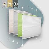 Buseu Plissee Klemmfix ohne Bohren 35x100cm(BxH) Weiß Jalousie Sichtschutz Sonnenschutz Easyfix Faltrollo Blickdicht und Lichtdurchlässig Moderner Plissees Rollo für Fenster & Tü