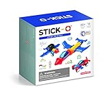 Stick-O magnetische Bausteine für Kinder ab 3 Jahre, kreatives Konstruktionsspielzeug, Lernspielzeug mit Magnet, Stadt Set für Mädchen und Jungen, Montessori Spielzeug, 16 Teile Set,