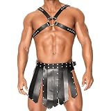 WOPOLIUE Herren Riemenbody Leder Harness Herren Brust Harness Gladiator Lederrock Leder Soldat Rüstung Männer Sexy Kostüm Erotik Wäsche Cosplay Party Clubw
