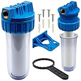 KNM TRADE Wasserfilter IG 3/4' (inkl. Filtereinsatz, max. 8 bar, austauschbare Filterkartusche, kein Ansaugen von Sand und Feststoffen, für Gartenpumpen, Haus- und Industrie-Wasserinstallationen)