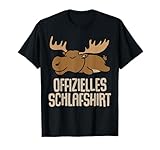 Elch Geschenkidee Langschläfer Faulenzer Unisex Schlafshirt Pyjama Nachthemd Schwarz Klein Klassisch Crew-Ausschnitt Kurzarm Pull-On 1 C