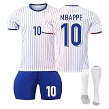 Frankreich 24 Fußball Trikot, Frankreich Hause/Auswärts Fußball Trikot für Kinder Erwachsener, Fussball Trikots Shorts und Socken Anzug Jungen H