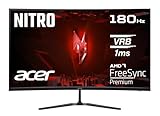 Acer Nitro ED320QR S3 Gaming Monitor 31,5 Zoll (80 cm Bildschirm) Full HD, 180Hz, 1ms(VRB), 2xHDMI 2.0, DP 1.4, Curved, DP/HDMI FreeSync Premium, Schw