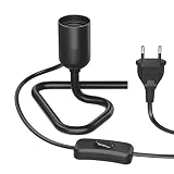 ledscom.de Tischlampe/Lampenfassung/Triangle-Dreieckfuß TRIN, Schalter, Aluminium, schwarz, 1x E27 max. 60W, Atmosphärelampe, Leselicht, Lampensockel, Ambiente-Licht, Vintage, Loft, R
