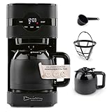 Barista Filterkaffeemaschine mit Thermokanne | 24h Timer & Permanentfilter | Für 8 Tassen Kaffee | Kaffeemaschine für Pulver [Schwarz]