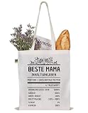 Baumwolltasche Beste Mama 38x42cm Beutel mit langem Henkel Muttertag Geburtstag Geschenk