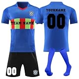 Generisch Fussball Trikot mit eigenem Namen Nummer und Logo für Kinder/Erwachsene, Personalisierte Fußball Trikot, Fußball Trikots Shorts und Socken Anzug Jungen/H