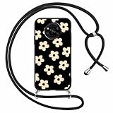 Foonary Handykette Hülle mit Band für Xiaomi Poco X3 / X3 NFC 4G / X3 Pro 6,67' Handyhülle, Aesthetic Design Kette Necklace Case mit Kordel zum Umhängen Silikon Schutzhülle Cover Schnur, Blumen 2
