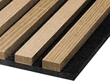 HPFloor Akustikpaneele Holz 240x60 Wand Holzpanele 2er Set Wandpaneele Lamellenverkleidung Wandverkleidung aus Holzfunier Eiche Natur, Filz schwarz, geölt Oak