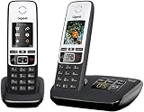 Gigaset C190A DUO – Premium schnurloses Heimtelefon mit Anrufbeantworter und Störrufblockierung – 2 Mobilgeräte, Schwarz/Silber [UK Version]