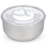 Zyliss Easy Spin 2 Salatschleuder, Fassungsvermögen 6L, Edelstahl, Weiß, Salattrockner inklusive Salatschüssel, Aquavent Technolog