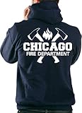 feuer1 Hoodie navy, Chicago Fire Dept. mit Äxten und Standard-Emb
