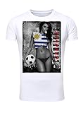 Legendary Items Herren T-Shirt WM 2018 Trikot Sexy Girl Frau Fußball Weltmeisterschaft Vintage Uruguay weiß XL