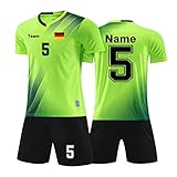 LAIFU Personalisiertes Football Trikot Kinder Erwachsene Fussball Trikots & Shorts mit Name Nummer Team Logo Fußball Trik