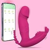 PINTLE 3 in 1 Silikon G-Punkt Vibrator Realistische Dildo Sexspielzeug mit APP Bluetooth und 9 Vibrationsmodi Butterflies Vibratoren G Punkt Klitoris Anal Stimulator Erotik Sex spielzeug fü