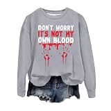 GFPGNDFHG Halloween Kostüm Hoodie I'm Fine Blood Muster Kapuzenpullover Hoody Damen Hoodie Problem Gelöst Kapuzenpullover Schwarzer Hoodie Damen Hippie Kleidung D