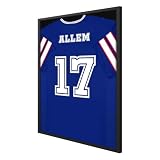 Großer Schattenbox-Rahmen, Trikot-Rahmen mit Güteklasse A, natürliches Kiefernholz, Acryl-Front, Trikot-Rahmen für Hockey, Fußball, Basketball, Fußball, Uniform-Shirts, Schwarz, 66 x 94