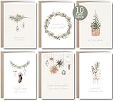 luftundliebe Weihnachtskarten - Weihnachtskarten mit Umschlag Set (10 Stück) - A6 Klappkarten Set zu Weihnachten - Weihnachtskarte - christmas cards - Aquarell Set 2
