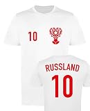 WM EM Trikot - Russland 10 - Herren T-Shirt - Weiss/Rot Gr. M