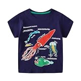Sportliches, lässiges und bequemes T-Shirt mit Rundhalsausschnitt und kurzen Ärmeln für Kinder mit Cartoon-Druck (Red, 2-3 Years)