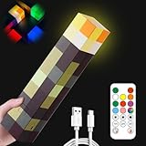 Lotvic Wall Fackel Nachtlicht 28cm, Craft Fackel Lampe mit 8 Farbe, Lampe Fackel Leuchtende Wandlampe Nachtlampe, USB Wiederaufladbar für Nachttischlampe, mit Timing, Ton und Licht Flamme N