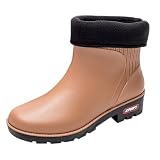 Schuhe Damen Stiefeletten And Winter Short Sleeved Cotton Removable And Washable Outdoor Fashion Work Fishing Car Wash Kitchen Non Slip Warm Rain Boots Trekkingstiefel Damen (Brown, 39)