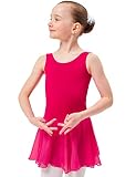 tanzmuster ® Ballettkleid Mädchen ärmellos - Minnie - aus weichem Baumwollstoff mit Chiffonröckchen Ballett Trikot Ballettanzug in pink, Größe:116/122