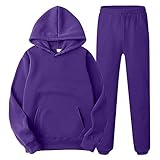 Trapstar London Tracksuit Jogginganzug Pullover Hoodie Jacke + Hose, Unisex Sportswear, Herbst Winter Hoodie + Hosen Set (Purple, XL)