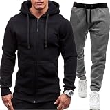 C'est TT Herren 2-Teilig Set Kapuzenpullover + Jogginghose Jogginganzug Sweatjacke Streatwear Trainingshose Trainingsanzug Sportanzug Freizeitanzug Sport Anzug Tracksuit Fitnessanzug SET
