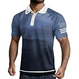 T Shirts Herren Kurzarm Frühlingse Stylischeen Top Buiness Kurze Lockere Einfache Blusen Mens Baumwoll Weich Blau L