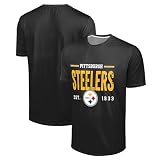 FOCO NFL Herren-T-Shirt, offizielles Lizenzprodukt, Fußball-Team-Logo, Wordmark, Distressed Performance, Team-Farbe, Rundhalsausschnitt, Pittsburgh Stehler, Schwarz, XX-Larg