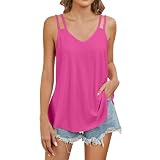 Spaghetti Top Damen Ärmellose Tanktops - Achselshirts Sommer Trägershirt Gerippt Lässig Basic Tops Frauen Elegant Bluse Camisole Ob